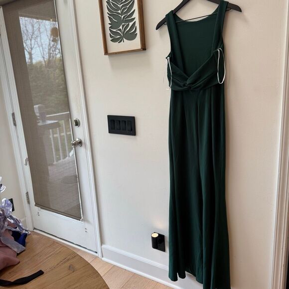 $99 Lulus Love In Your Eyes Hunter Green Knotted Mermaid Maxi Dress size small - Picture 6 of 9